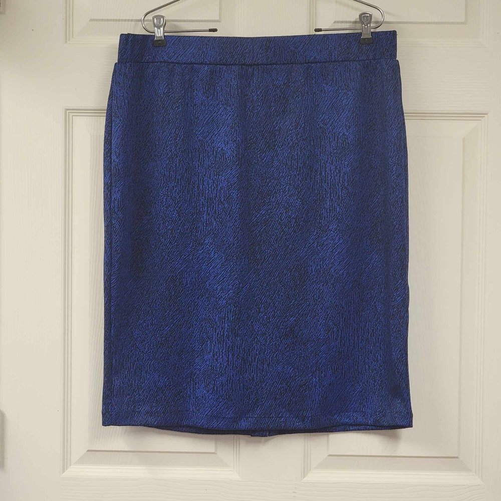 Blue and Black Attention Pencil Skirt